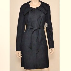Tahari Bethany black long coat- NWT Sz Med